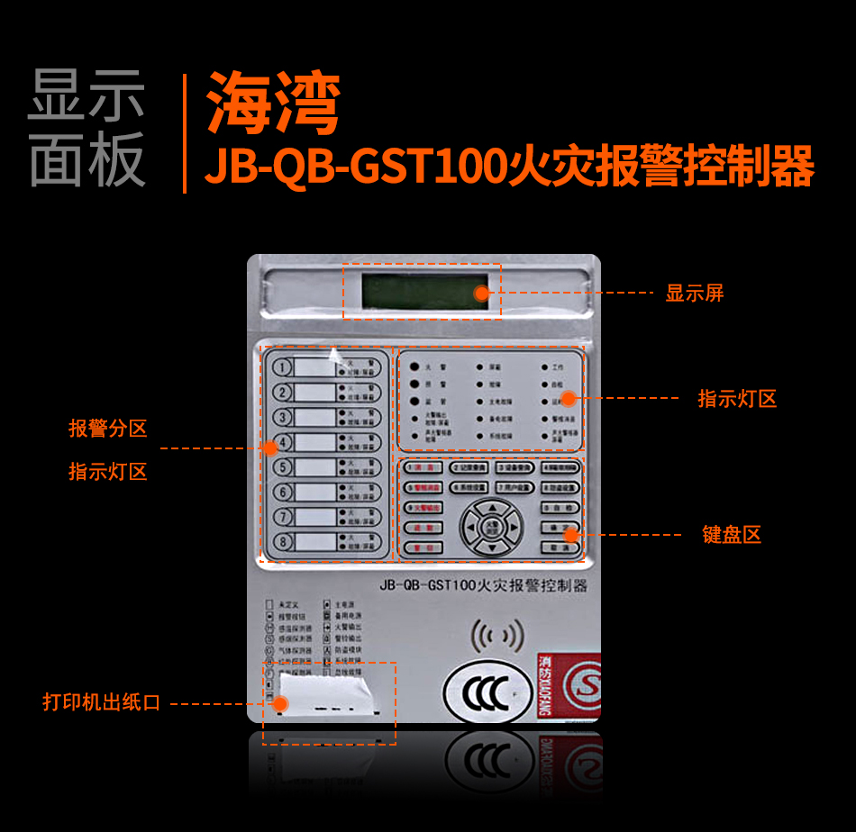 河北海灣JB-QB-GST100河北火災報警控制器顯示面板